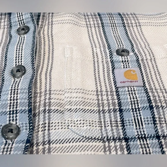 Carhartt Women’s Loose Fit Twill Long Sleeve Shirt Jacket - Blue / Gray, Size L - Picture 3 of 15